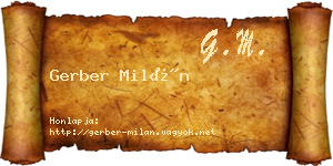 Gerber Milán névjegykártya